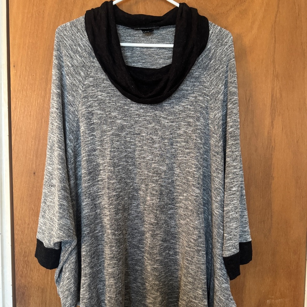 Chic Heather Gray and Black Cowl Neck Sweater